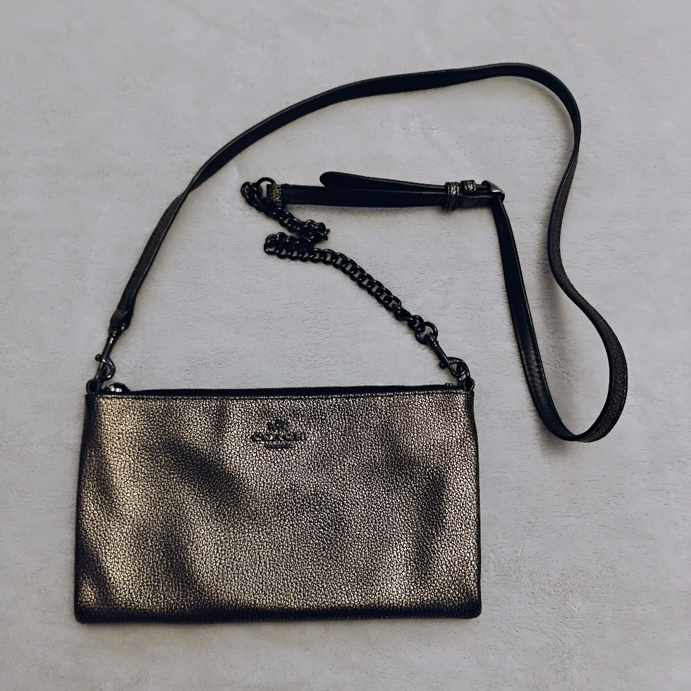 Coach Metallic Gold Leather Kylie Crossbody Bag